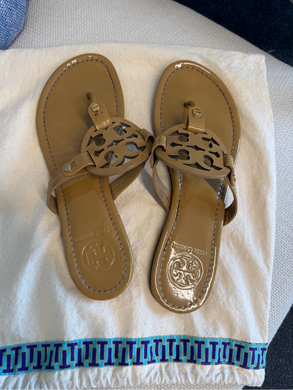 Tory Burch Patent Leather Miller Thong Sandals